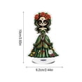 thumbnail image 3 of Day of The Dead Decor, Dia de Los Muertos Decorations, Sugar Skull Decor, Acrylic Stand, 4X2.5 Inch Spinning Rotating Ornament with Large Base, Rotating Shaft and 2 Small Round, 3 of 6