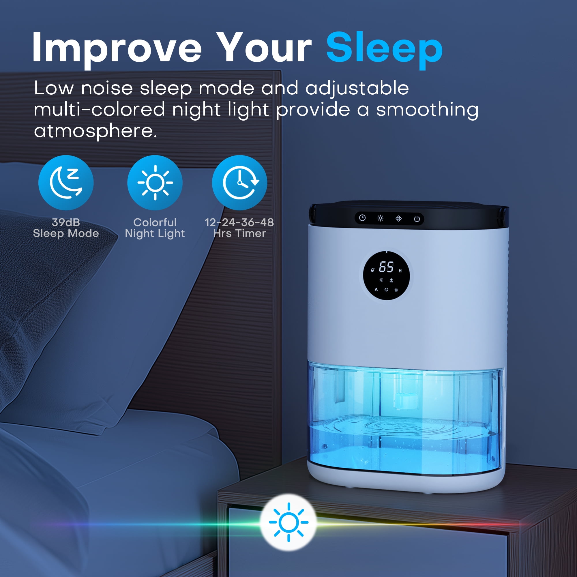 ALROCKET Dehumidifier, 80oz Dehumidifiers for Home,Auto Mode, Ultra Quiet for Home Large Room Bathroom Garage RV