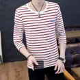 thumbnail image 2 of Camiseta para hombre, jersey de corte regular, de algodón, ropa para hombre, rayas rojas, manga larga, estilo Harajuku, moda informal coreana, otoño Y2k, 2 of 5