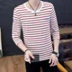 thumbnail image 2 of Camiseta para hombre, jersey de corte regular, de algodón, ropa para hombre, rayas rojas, manga larga, estilo Harajuku, moda informal coreana, otoño Y2k, 2 of 5