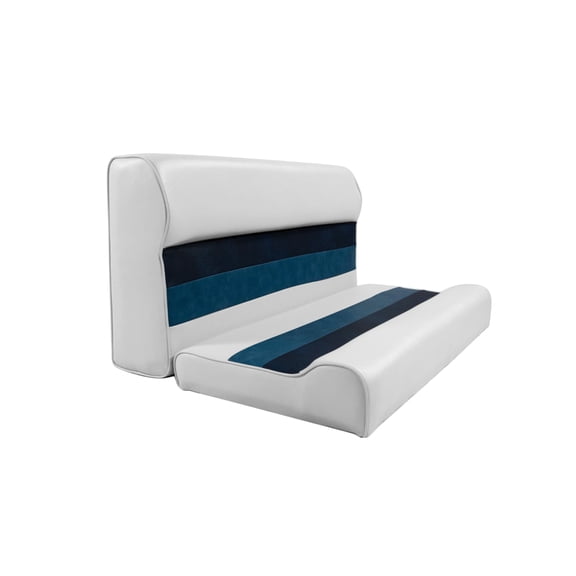Horizon Manufacturing Premium Series 37" Pontoon Bench Seat Cushion Set 3001-AADK White / Navy / Blue ( Base sold Separate 3010-AB)