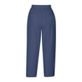 thumbnail image 4 of Seductiva Soft Leggings for Women Pants for Women Casual 2025 Summer Drawstring Elastic High Waist Linen Pants Wide Leg Cropped Trousers Loose Casual Pants, 4 of 5