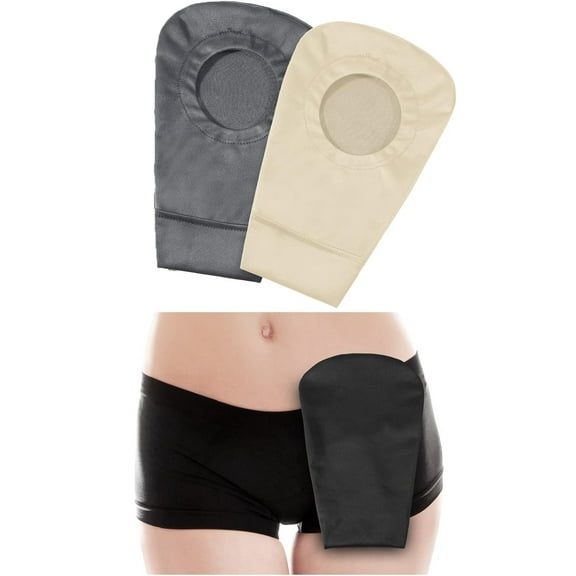 Lsupdaol 2 Pieces Ostomy Bag Cover Colostomy Bag Covers Odor Control Stretchy Pouch Washable Pouch Liner for Women Men Lightweight Care Protector Supplies, 4 Colors