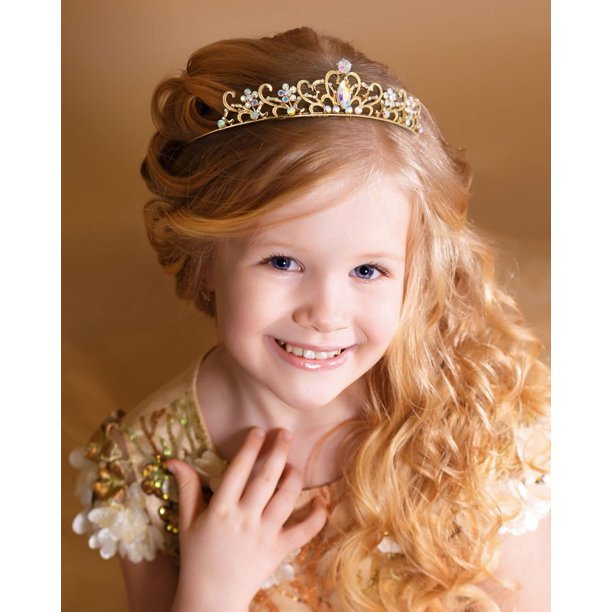 SWEETV Princess Tiaras for Little Girls, Crystal Tiara for Kids Dress