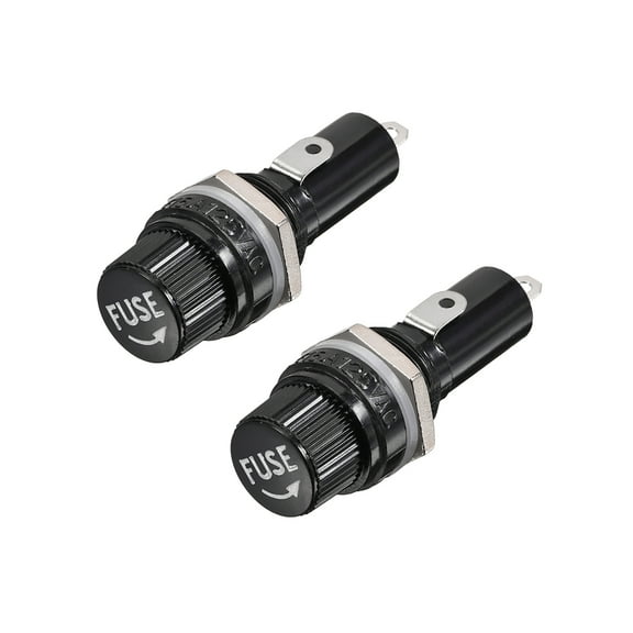 15mm Thread Screw Cap Panel Mounted 6mmx30mm Fuse Holder AC 125V/15A 250V/10A Black 2Pcs