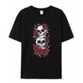 thumbnail image 5 of T Shirts for Women Short Sleeve Cotton Crewneck T-Shirt, Skull Red Rose Flower Tee Tops Casual Basic T-Shirts, XS-5XL Black 5XL, 5 of 7