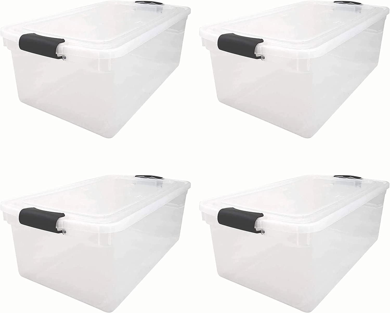 bafwm Multipurpose 66 Quart Clear Container Tote Bins with Secure
