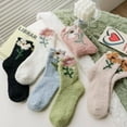 thumbnail image 2 of AUQ 2Pairs Socks Fluffy Gentle Fuzzy Socks,Plush Mid-Calf Long Socks for Chilly Evenings,Style5, 2 of 2