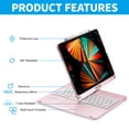 thumbnail image 3 of TFixol 360° Rotating Bluetooth Keyboard for iPad Pro 12.9 Inch, ABS Material, 500mAh Battery, 10M Range, Black/Silver/Rose Gold Options, Type D Model, 3 of 7