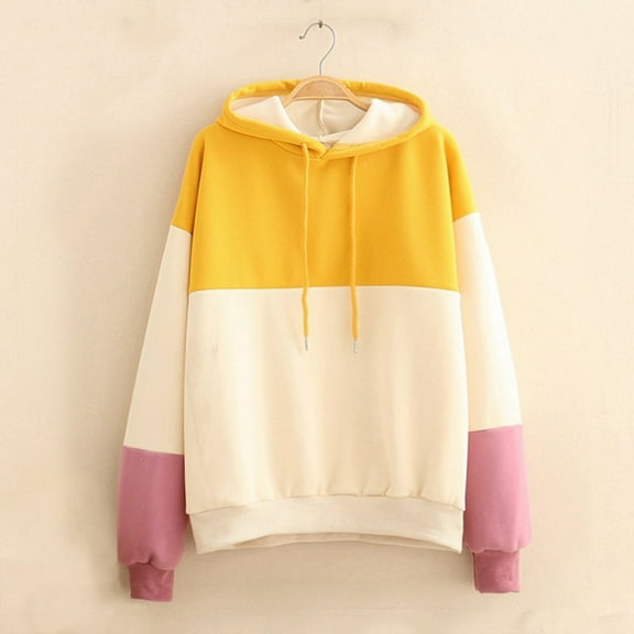 XINXIAOO Womens Hoodies Long Sleeve Hoodie Womens Pullover Oversized Hoodie for Women Yellow Sweatshirt Women Cute Winter Outfits for Women Trending Fashion