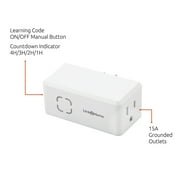 Link2Home Wireless Remote Control Outlet Light Switch, Countdown Timer and Random Function, 100 ft range, Compact Side Plug. Switch ON/OFF Household Appliances.