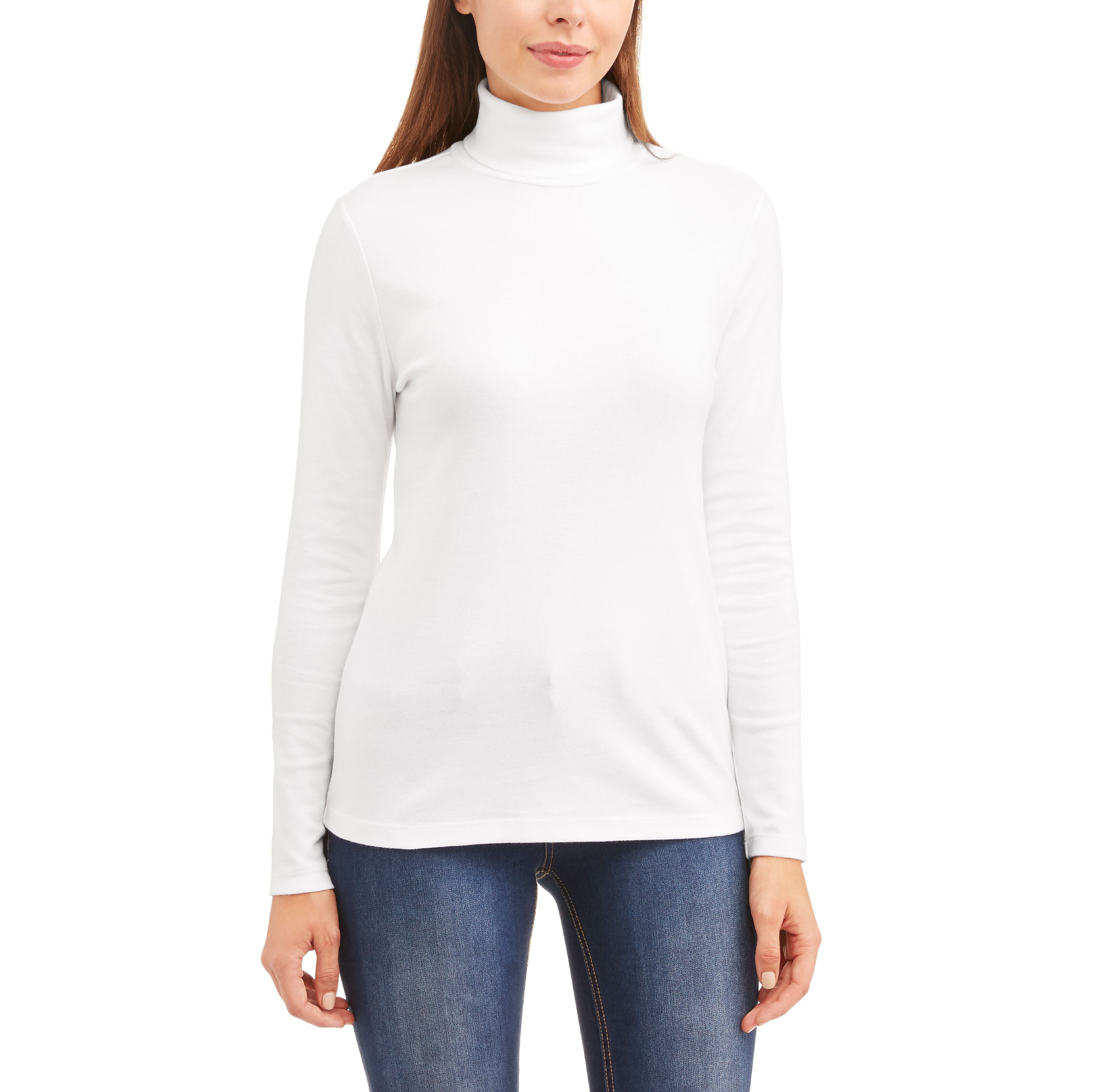 Women's Long Sleeve Mock Neck T-Shirt - Walmart.com