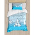 thumbnail image 1 of Ice Berg Duvet Cover Set Twin Size, Cartoon Frosty Elements Floating on the Ocean, Decorative 2 Piece Bedding Set with 1 Pillow Sham, Deep Sky Blue Pale Sky Blue Dark Teal Baby Blue, by Ambesonne, 1 of 2