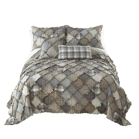 Donna Sharp Smoky Mountain Full/Queen Ragged Pieced Patchwork Cotton Quilt