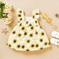 thumbnail image 4 of FRSASU Clearance Toddler Girls Fly Sleeve Sunflower Floral Print Princess Dress+Headbands, 4 of 9