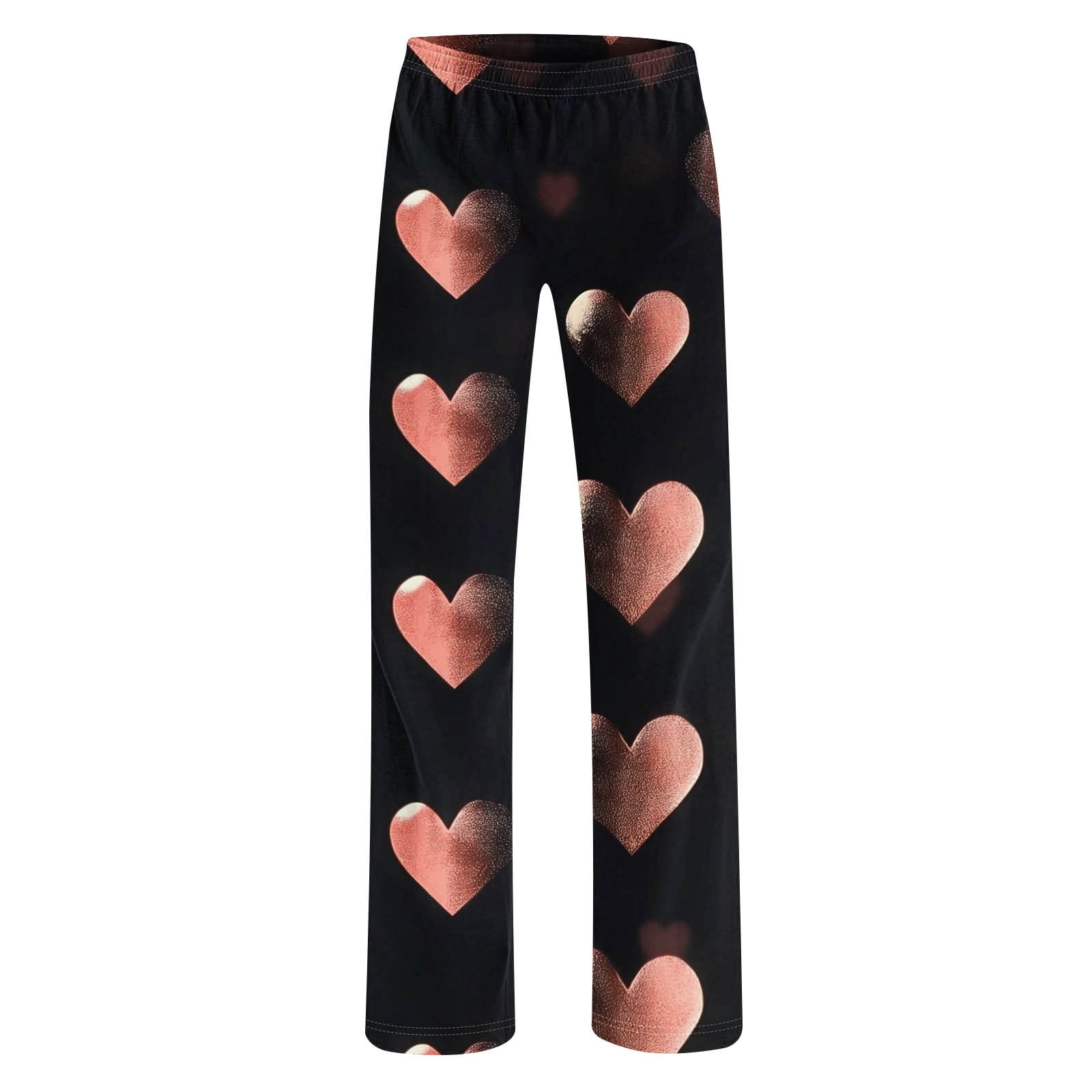 Women's Valentines Day Home Pants Cute Heart Print Wide Leg Lounge