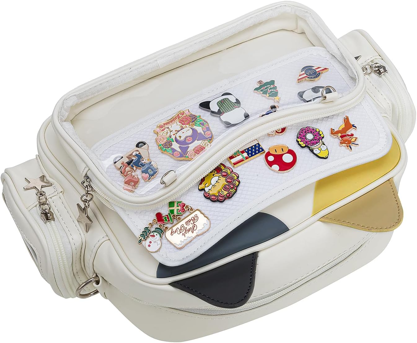 Kwuty Kawaii Ita Bag Backpack Crossbody Bag Cat Shoulder Bags Multi-Purpose Pin Display with Insert