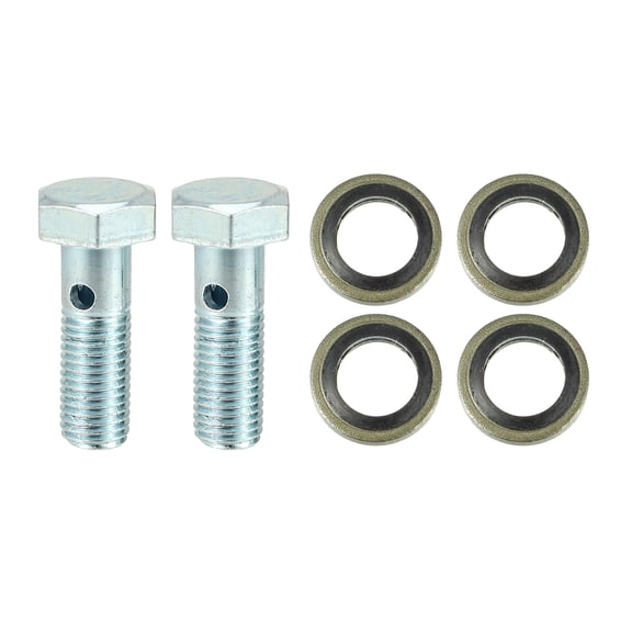 Unique Bargains 2 Set Universal Car Banjo Bolt Brake Line Fitting Adapter Kit M8 x 1.0 with Washers