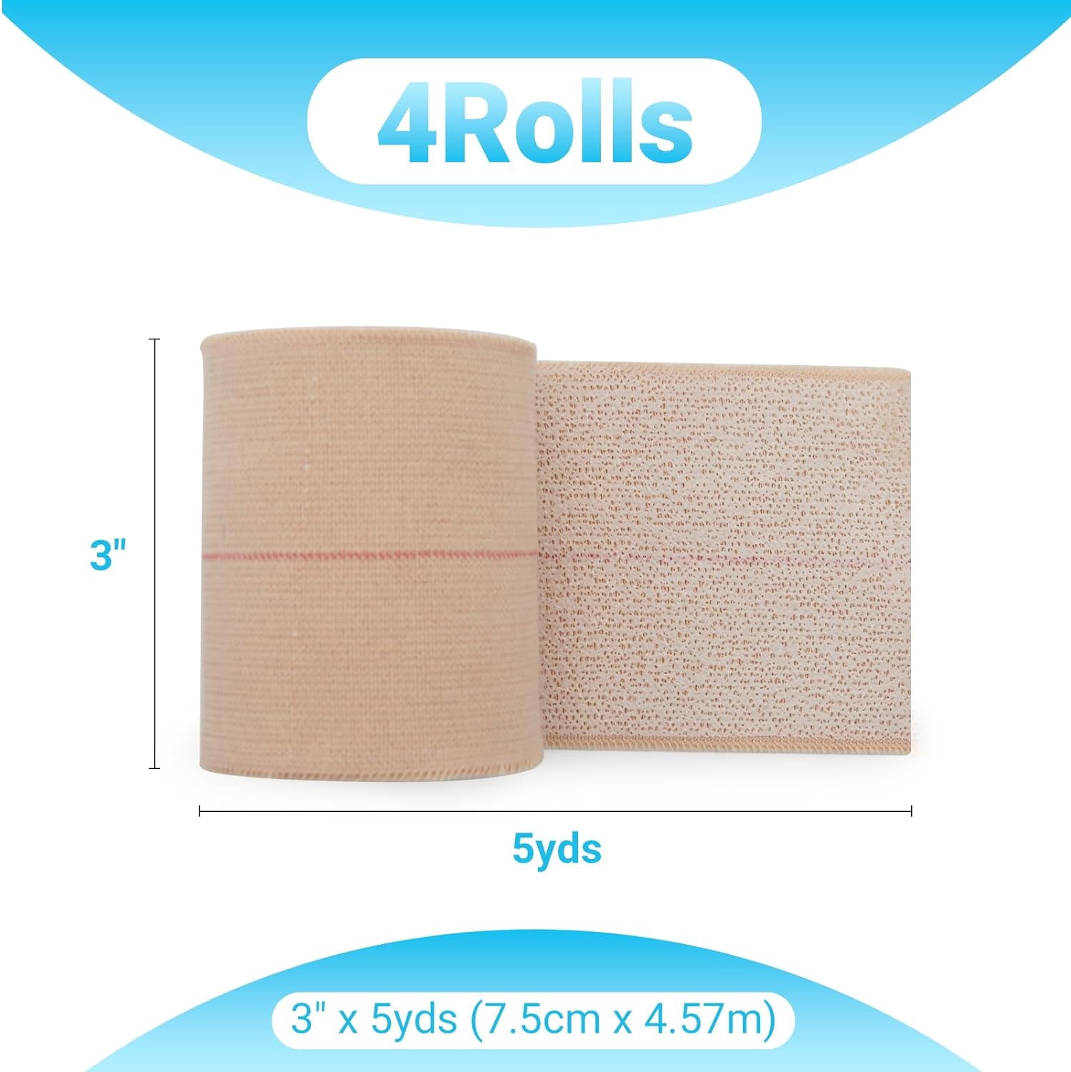 OK TAPE Elastic Adhesive Tape Bandage Tape Wrap - 4 Rolls, Flexible Stretch Bandages for Sports Ankle, Knee and Wrist Sprains (Beige,4 Inch Wide)