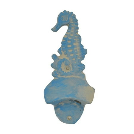 Mounted Bottle Opener - Seahorse Bottle Opener Wall Mount Cast Iron 6.25 Inches