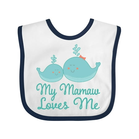 

Inktastic Mamaw Loves Me Whale Grandchild Gift Baby Boy or Baby Girl Bib