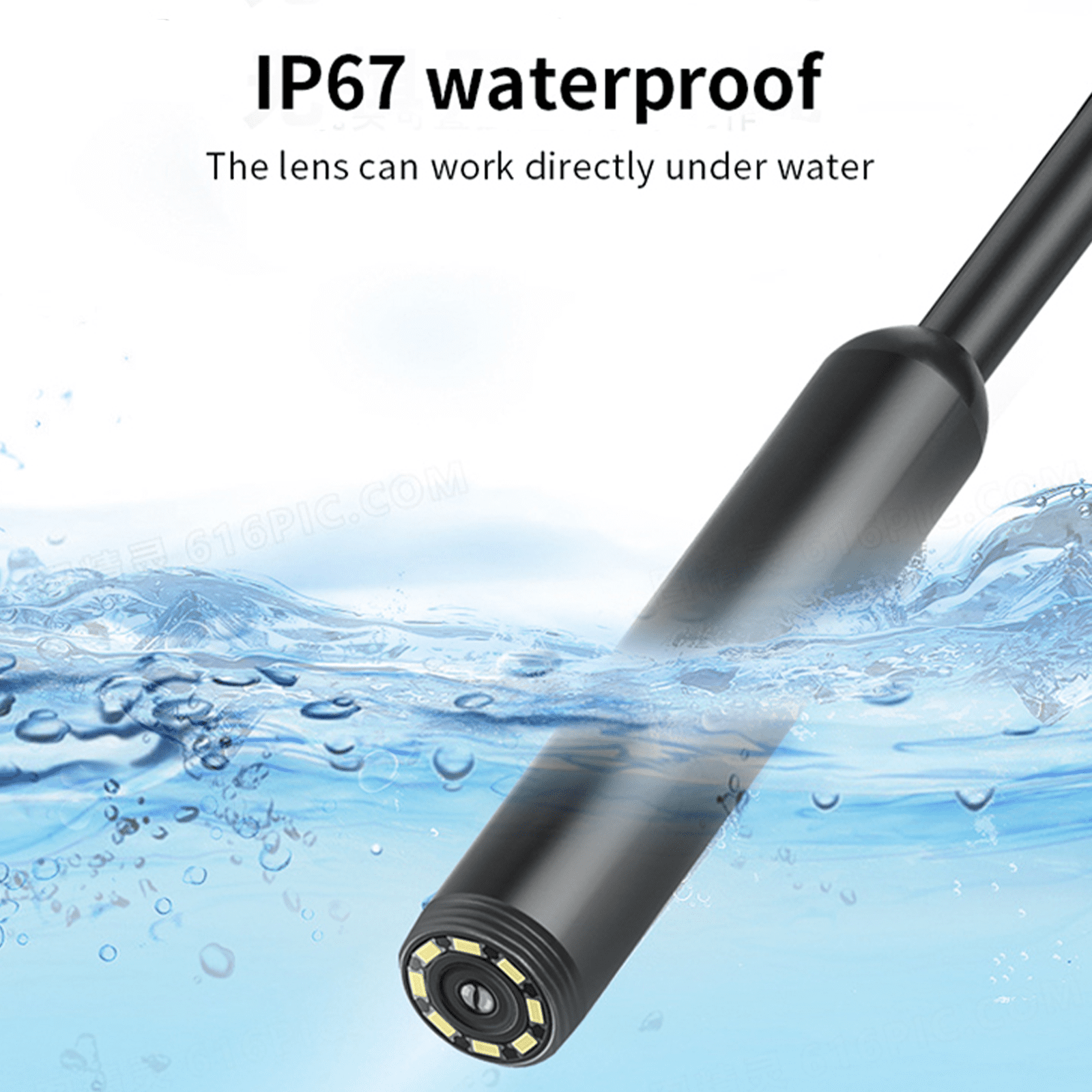 WOORNIGOJIN Wireless Endoscope，wireless endoscope camera with 8 LED Lights, 8mm 3 in 1 USB Snake Camera, Waterproof IP67 Inspection Camera for OTG Android, iPhone (10FT)