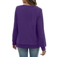 thumbnail image 3 of Crewneck Sweatshirts for Women No Hood Fall Casual Long Sleeve Pullover Tops Loose Sweatshirt with Pocket Purple M, 3 of 6