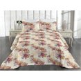 thumbnail image 2 of Ambesonne Magnolia Pattern Quilted Bedspread Set 3 Pcs, Flowers Delicate, King, Pale Peach Dark Coral, 2 of 4