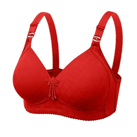 

JINMGG 2023 Bras for Women Plus Size Women Bra No Rims Comfortable Breathable Anti-exhaust Base Top Solid Underwear Red XXXL