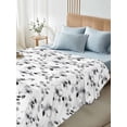 thumbnail image 4 of Gray Botanical California King Size Flat Sheet, Wrinkleproof & Fadeproof Cooling Flat Bed Sheet Only, Retro Blossom Floral Farmhouse Wildflower Breathable Soft Bedding Top Sheets 108 x 98 Inches, 4 of 8