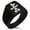 Black, variant on Stainless Steel Inoue Samurai Crest Needle Stripe Pattern Biker Style Polished Ring