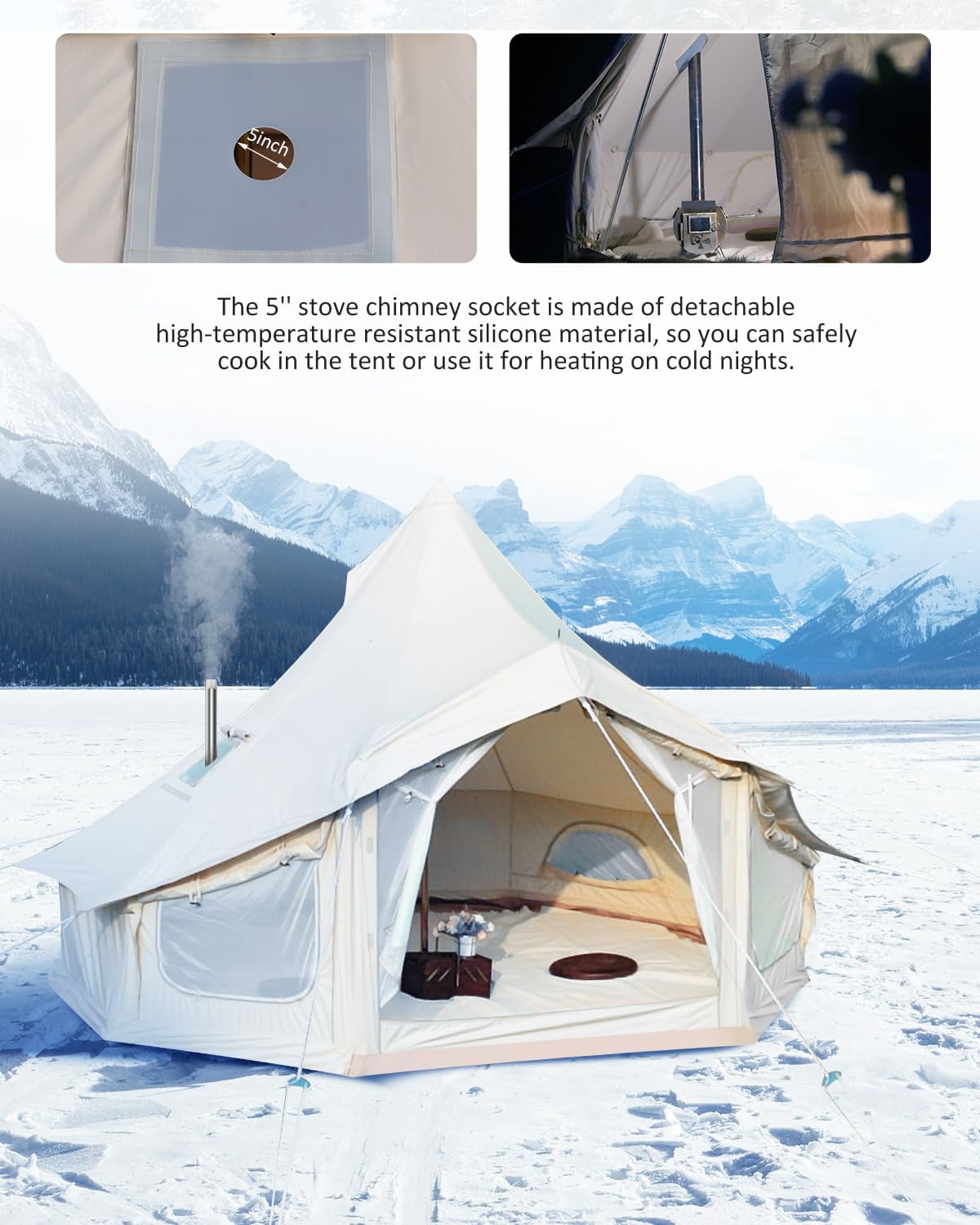 Huloretions Canvas Bell Tent & Screen House Tent Pop-Up for 2-10 People, Portable Tent Camping Canopy with Vents Doors, Carry Bag for Outdoor Activities