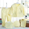 thumbnail image 2 of Curenmufel New Born Clothes Baby Girl 5PCS 0-3M Boys Girls Baby Cotton Clothes Tops Hat Pants Suit Outfit Sets OneSize 0-3 Months (Yellow,0-3 Months), 2 of 7