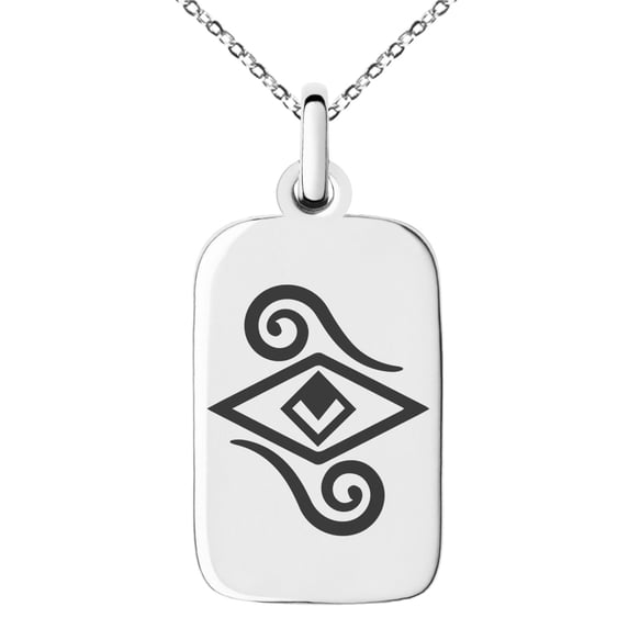 Stainless Steel Illusionism Magic Rune Engraved Small Rectangle Dog Tag Charm Pendant Necklace