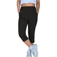 thumbnail image 3 of Frostluinai Yoga Capris for Womens High Waist Straight Leg Pants Stretch Slim Fit Capris Solid Color Gym Trousers Slit Hem Capris with Pocket, 3 of 8