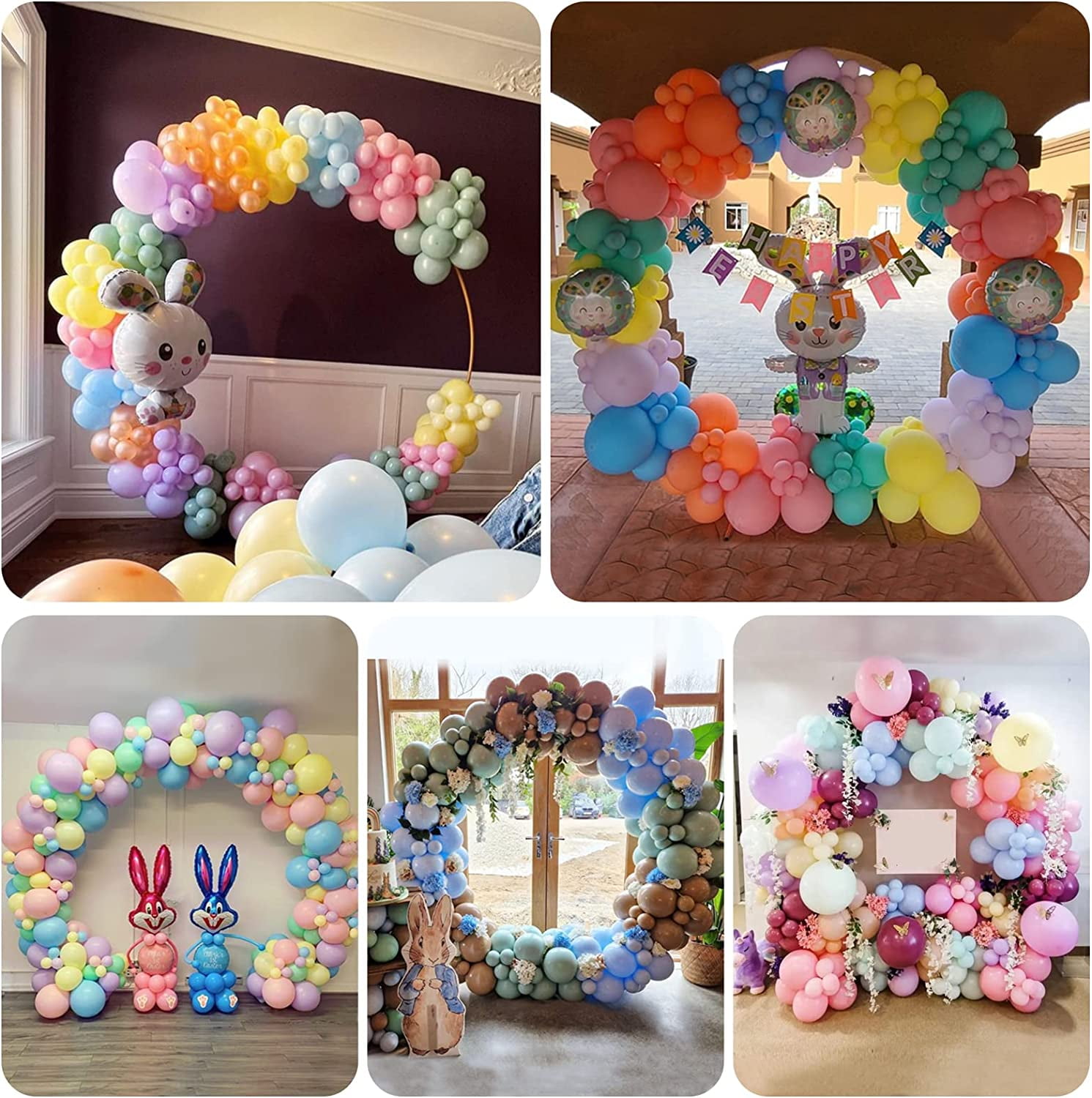 YALLOVE 6 FT Gold Metal Round Arch Stand Kit for Balloon Garland & Backdrop, Includes Water Bags, Ideal for All Party (Balloons & Flowers Not Included)