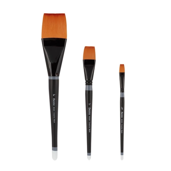 Beste Watercolor Wash Brush Paintbrush Set of 3 Golden Taklon Hair for