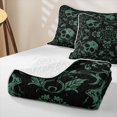 thumbnail image 4 of Castle Fairy Abstract Gothic Skull Quilt King,Boho Flower Damask King Coverlet Set,Black Sage, 4 of 7