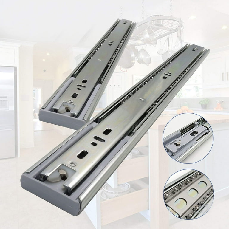 18-Inch Full Extension Drawer Slides - 100 LB Load Capacity, Soft Close, Ball Bearing Side Mount (1 Pair)