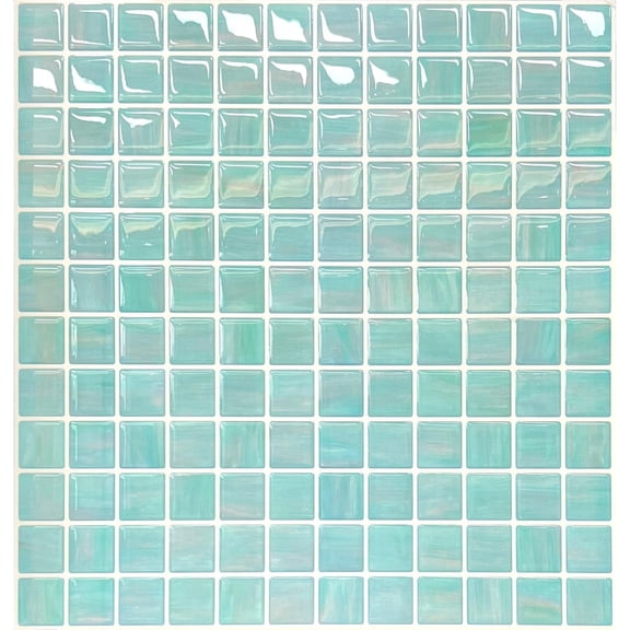 5 Sheets Peel and Stick Backsplash Tiles, Self Adhesive Wall Tile Set 11.8" x 11.8", Ocean Jade Mosaic for Kitchen, Bathroom, Fireplace & RV Decor