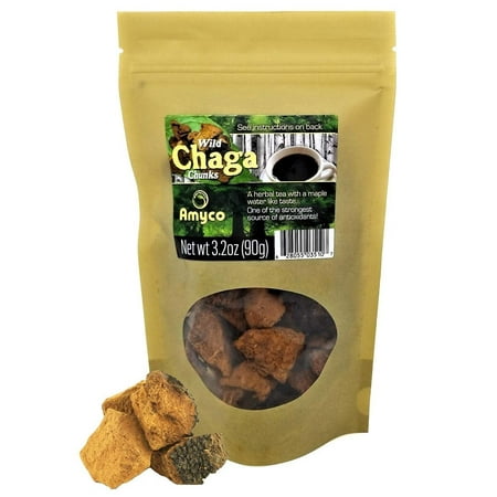 Raw Organic Chaga Mushroom Tea Chunks 3.2 ounce bag - 100% Natural Hand-Harvested Canadian Forest Chaga Chunks Antioxidants, Nutrient Dense Superfood, Healthy Drink, Sized For