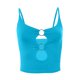 thumbnail image 4 of Honeeladyy Liquidación por menos de 5$ Top corto sin mangas con escote en U profundo para mujer, camisola con fruncido y aro en O, camiseta elástica sin mangas, 4 of 4