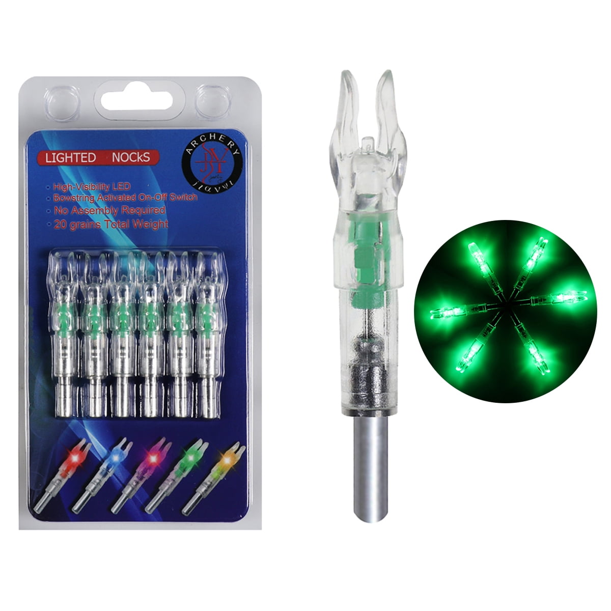 6pcs 5.3 New LED Lighted Arrow Nocks Glowing Nock Outdoor Archery