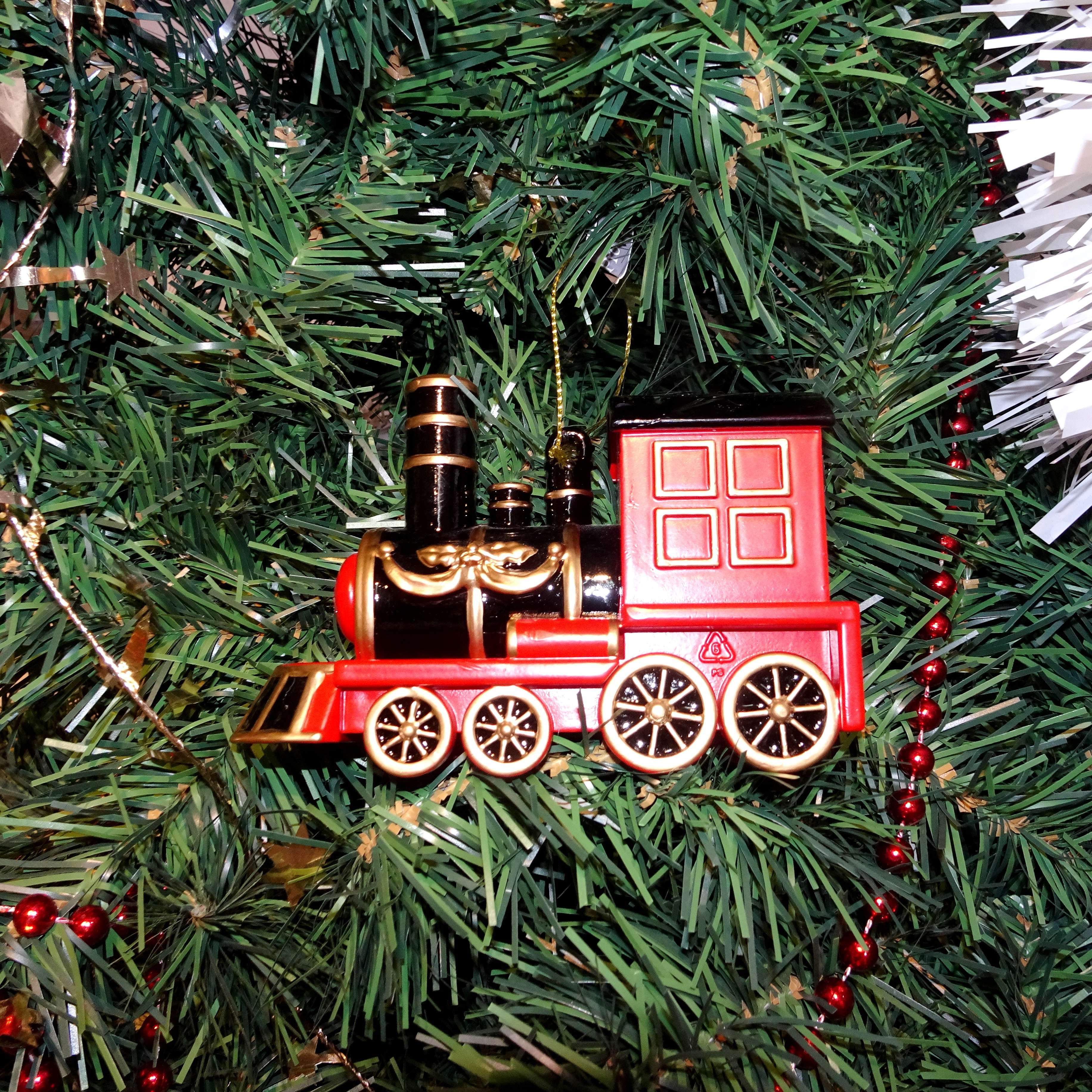 Black/Red/Gold Retro Train Christmas Ornament, 3", by Holiday Time