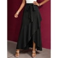 thumbnail image 4 of Womens Skirts Spring Summer Tie Waist Ruffle Skirt Silk Elegant High Waist Cocktail Party Wedding Flowy High-Low Hem Formal Skirt, 4 of 4