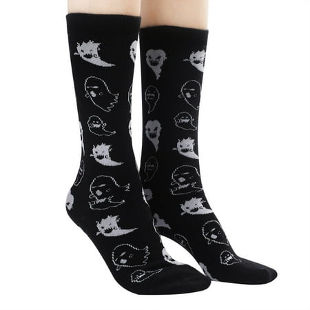 

Uorcsa Pattern Stretch Sweat Absorbing Halloween Soft Vintage Comfortable Cotton Socks Black