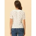 thumbnail image 3 of Blusa de Gasa Allegra K Cuello Peter Pan Manga Farol Mujer Blanco Rojo M, 3 of 4