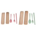thumbnail image 4 of Utensilios para comer portátiles, cubiertos, pajitas de trigo, tenedor, , palillos con caja de almacenamiento, juego de cubiertos de viaje para Verde Soledad Cubiertos de viaje, 4 of 10