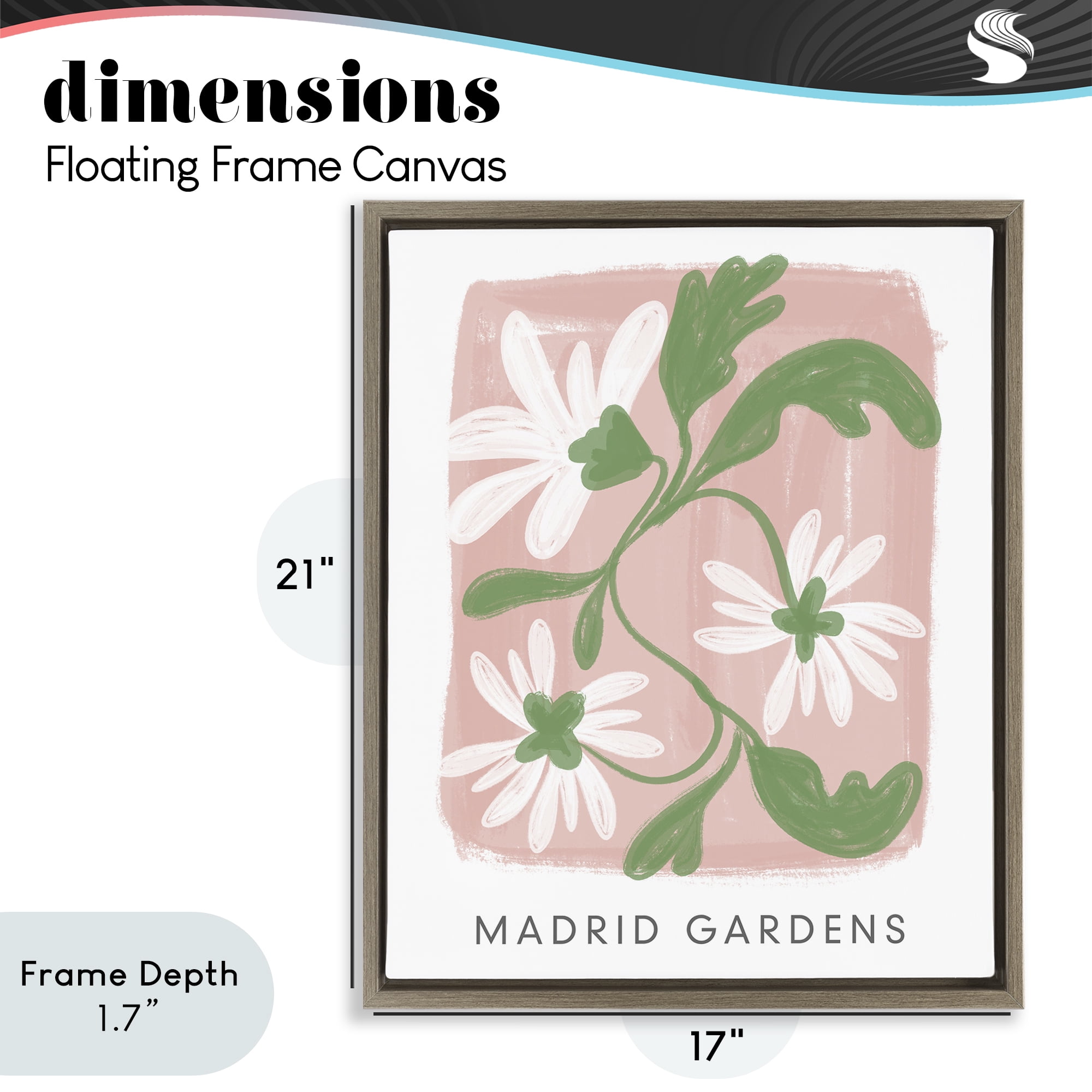 Stupell Industries Madrid Gardens Pastel Blooms Brown Framed Floater Canvas Wall Art, design by Lucille Price