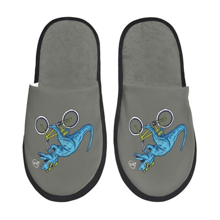 Balery Fun Riding Dinosaur Slient Indoor Furry Fleece Comfort House Shoes Soft Non-Slip Home Shoes Cotton slippers House Slippers-- Medium